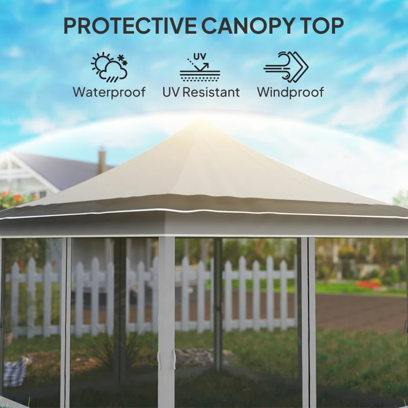 Outsunny 12 x 12 ft. Canopy Tent with Mesh Netting, UPF50+ Pop Up Tent with Carry Bag for Garden, Patio, Light Gray