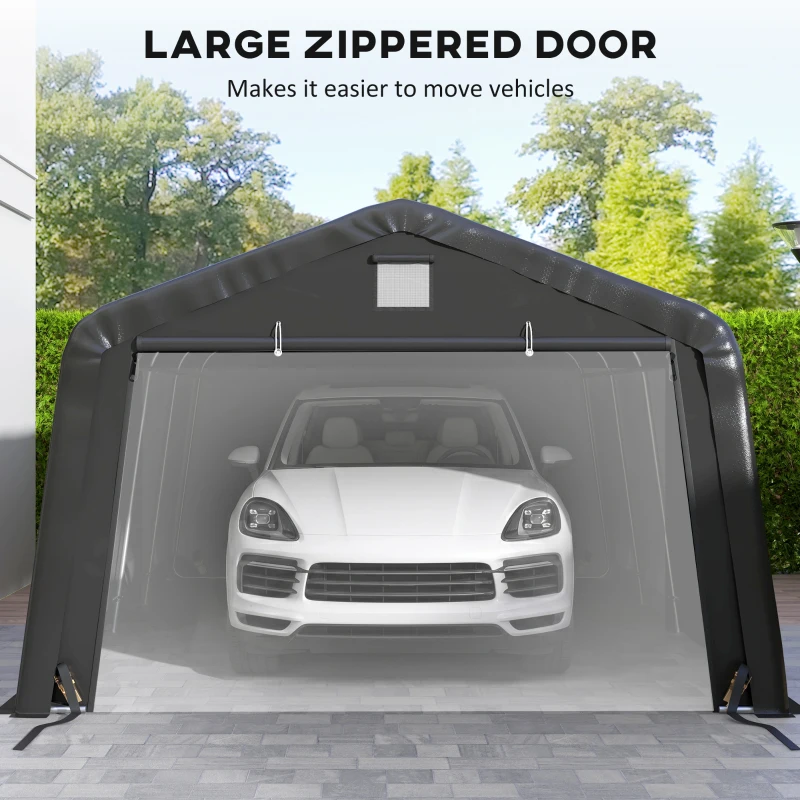 Outsunny 12' x 20' Portable Garage, Heavy Duty Carport Canopy with Ventilation Windows and Large Roll-up Door, Black