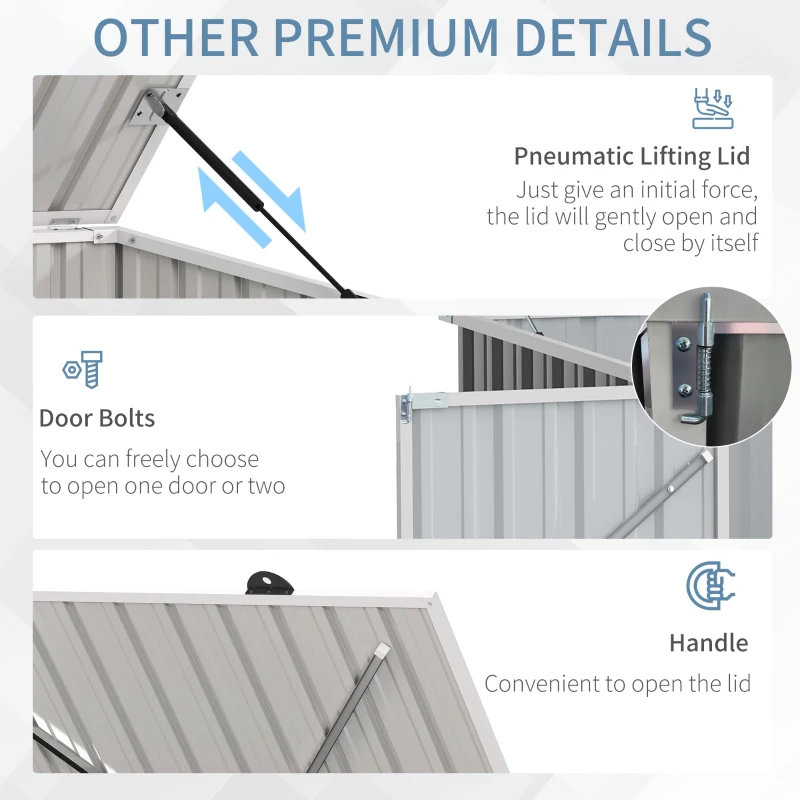 Outsunny 5ft x 3ft Outdoor Storage Shed, Garbage Bin Shed Organizer with Lockable Double Doors and Openable Lid