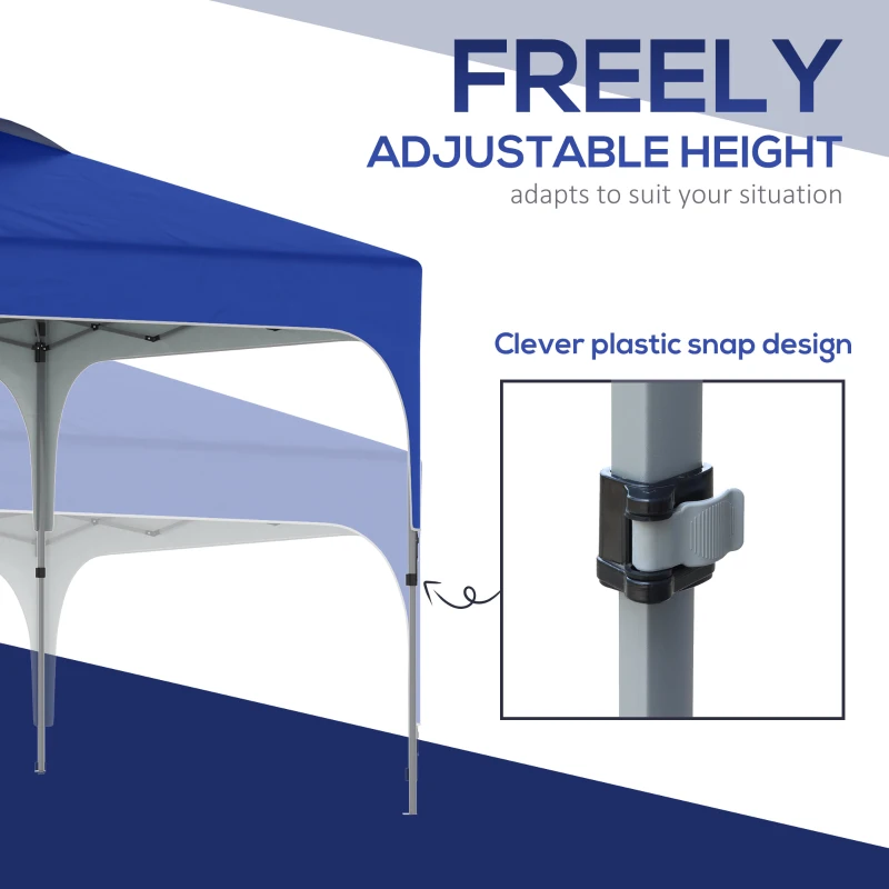 Outsunny 10' x 10' Pop Up Canopy Tent with Wheeled Carry Bag and 4 Sandbags, Instant Sun Shelter, Tents for Parties, Height Adjustable, for Outdoor, Garden, Patio, Blue