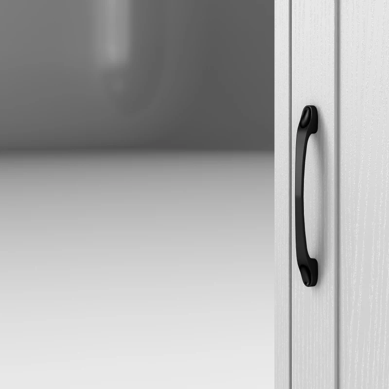 HOMCOM Narrow Bathroom Cabinet, Tall Bathroom Storage Cabinet with Barn Doors, Drawer and Adjustable Shelves, White Wood Grain