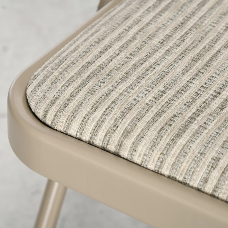 HOMCOM Set of 4 Metal Foldable Chairs, Linen Fabric Padded Folding Chairs with Cushion Seat and Open Back for Indoor, Beige