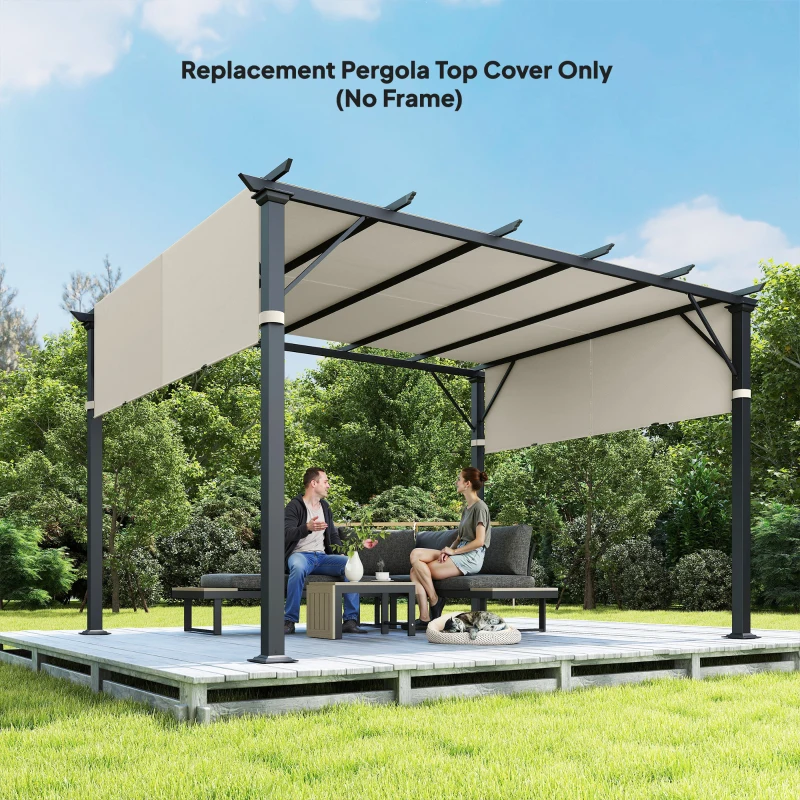 Outsunny 2 Pcs Pergola Replacement Canopy, UV Protection Pergola Shade Cover, Easy to Install, for 10 x 10ft Pergola, Cream White