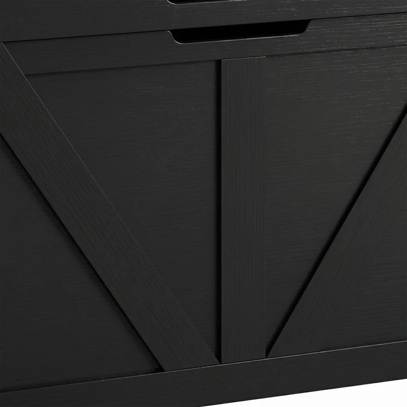 HOMCOM 31.5 Inches Storage Chest, Storage Trunk with Safety Hinge for Living Room, Black Wood Grain