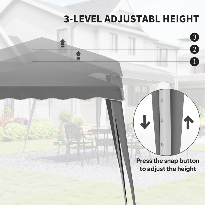 Outsunny 8' x 8' Pop Up Canopy, Outdoor Foldable Tent, Portable Canopy Tent with Carrying Bag for Camping, Party, Picnic, Grey