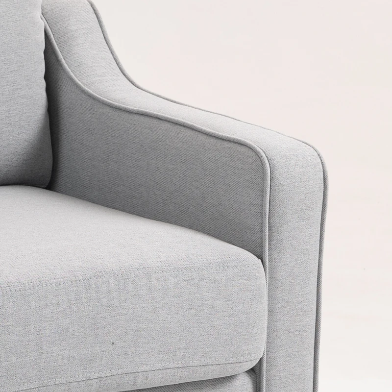HOMCOM Loveseat Sofa, Modern Couch with Pocket Spring, Linen Upholstered, Thick Padded, Light Grey