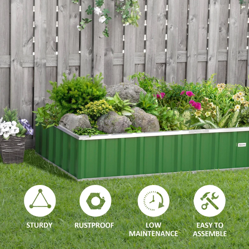 Outsunny 5.7' x 3' x 1' Raised Garden Bed, Galvanized Metal Planter Box for Vegetables Flowers Herbs, Green