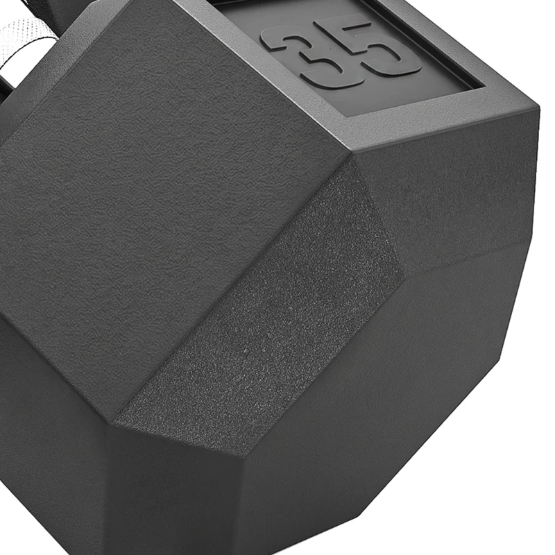 Soozier 2 x 35 lbs Rubber Hex Dumbbell Set for Body Fitness Strength Training Home Office Gym, Black
