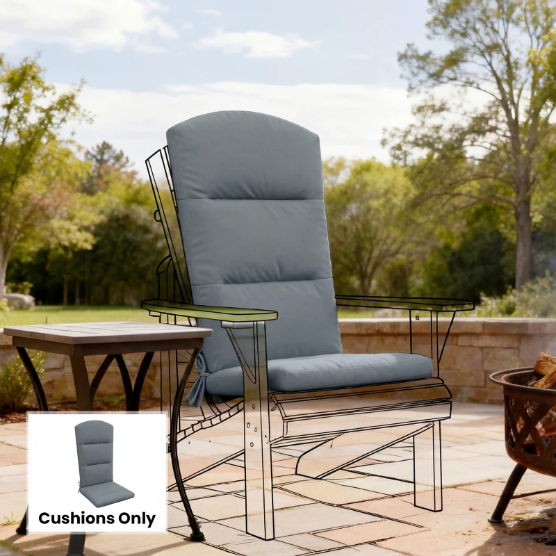 Outsunny Patio Chair Cushion for Adirondack Chairs Replacement Cushion with Back and Ties, Dark Grey