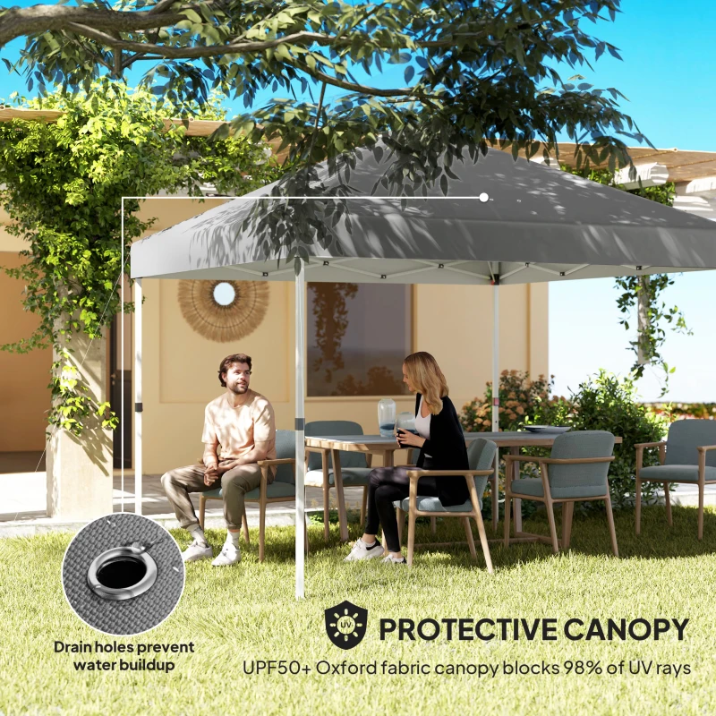 Outsunny 10' x 10' Pop Up Canopy Tent with 2 Half Sidewalls, UV50+ Instant Sun Shelter with Wheeled Carry Bag, Dark Gray