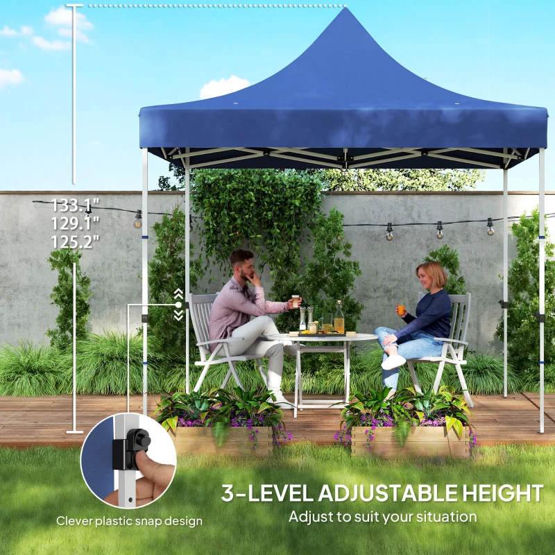 Outsunny 10' x 10' Heavy Duty Pop Up Canopy Tent with Sidewall, UPF50+ Instant Sun Shelter with Storage Pockets, Dark Blue