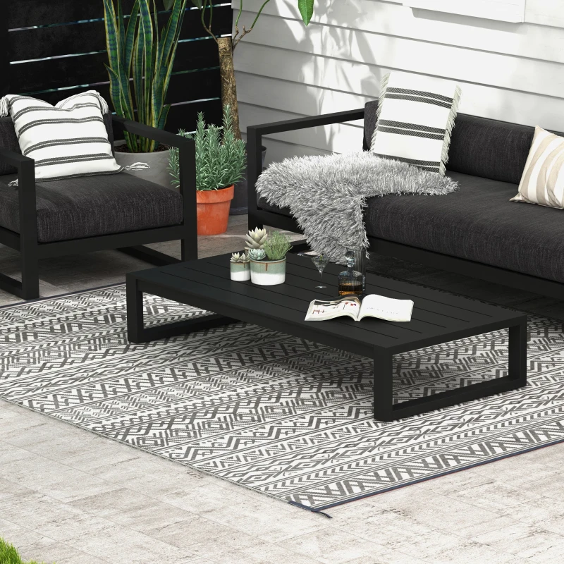 Outsunny Reversible Outdoor Rug Carpet RV Camping Rugs with Carry Bag, 8' x 10', Gray & Cream White Boho