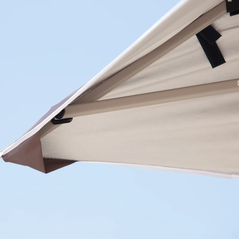 Outsunny 12' x 12' Heavy Duty Pop Up Canopy with Center Lift Hook Design, Mesh Sidewall Netting, 3-Level Adjustable Height and Storage Bag, Beige