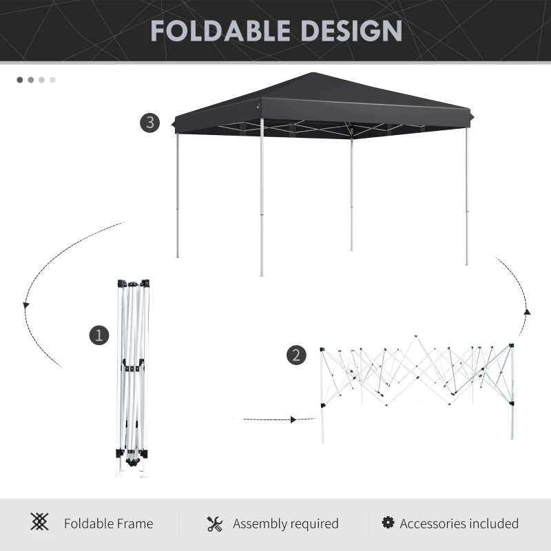 Outsunny 13' x 13' Pop Up Canopy Tent with Height Adjustable, Carry Bag for Outdoor, Garden, Patio, Gray
