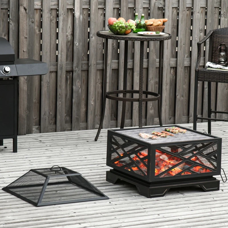 Outsunny 26" Outdoor Fire Pit, Square