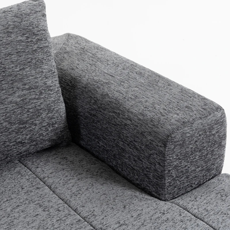 HOMCOM 3 Seater Sofa, Chenille Boneless Cloud Couch with Thick Spring Cushion, Wide and Deep Seat, Wide Armrests, Grey