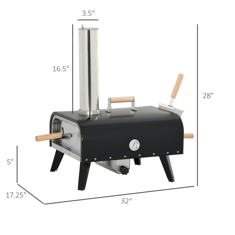 Outsunny Pellet Wood Fired Pizza Oven, Outdoor Pizza Maker with 12" Rotating Stone, Peel and Waterproof Cover