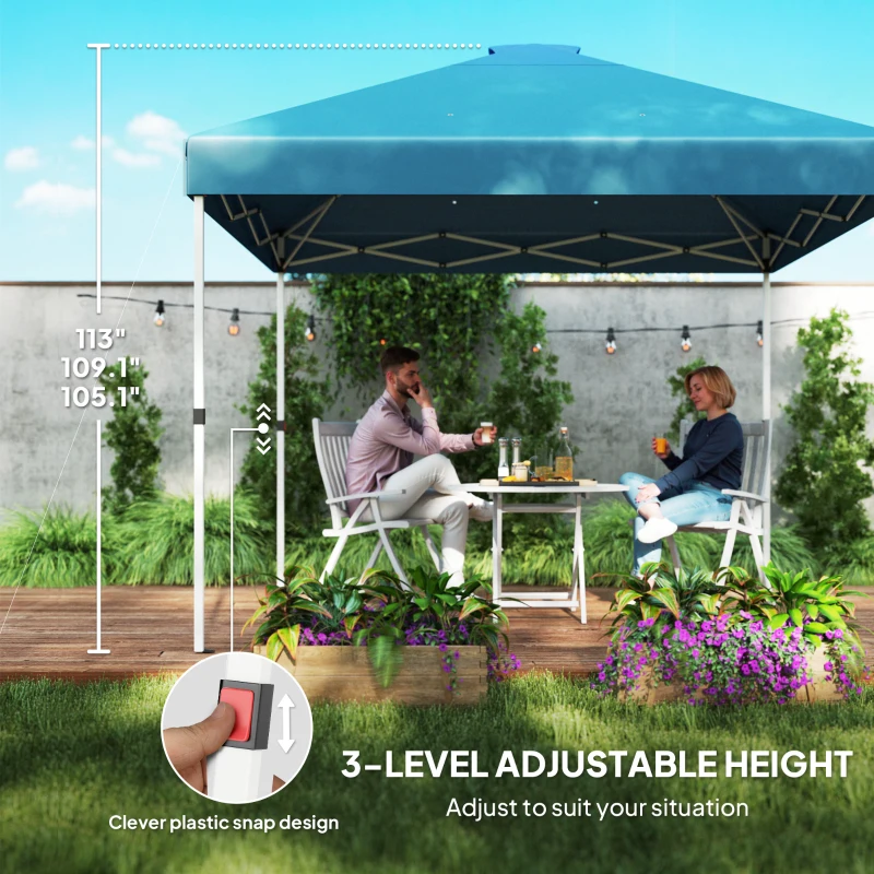 Outsunny 10' x 10' Pop Up Canopy Tent with 2 Half Sidewalls, UV50+ Instant Sun Shelter with Wheeled Carry Bag, Sea Blue