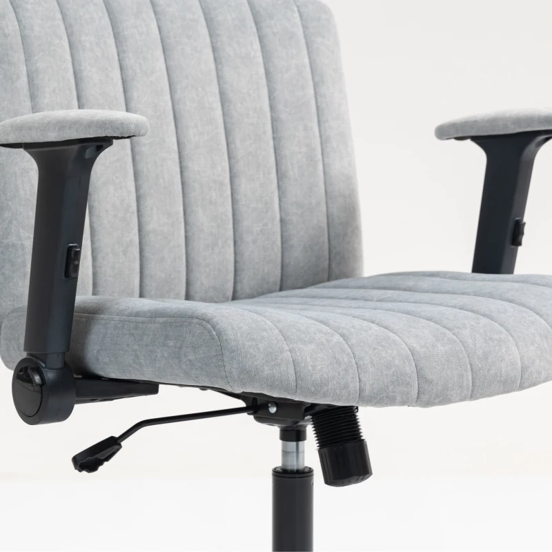 HOMCOM Criss Cross Chair with Flip-up Armrests, Wheels, Wide Office Chair with Adjustable Height, Tilting, Grey