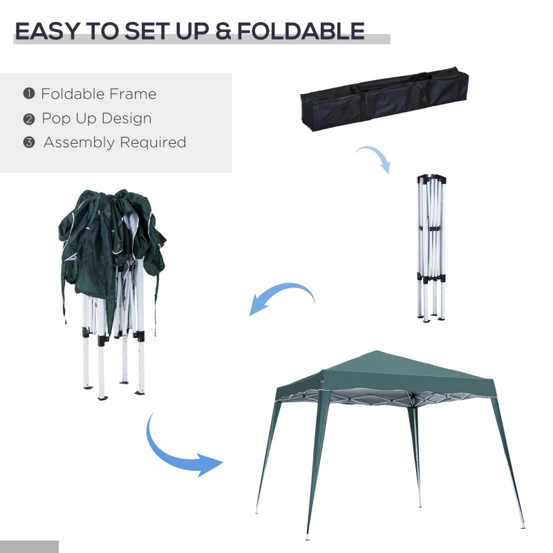 Outsunny 8' x 8' Pop Up Canopy, Outdoor Foldable Tent, Portable Canopy Tent with Carrying Bag for Camping, Party, Picnic, Green
