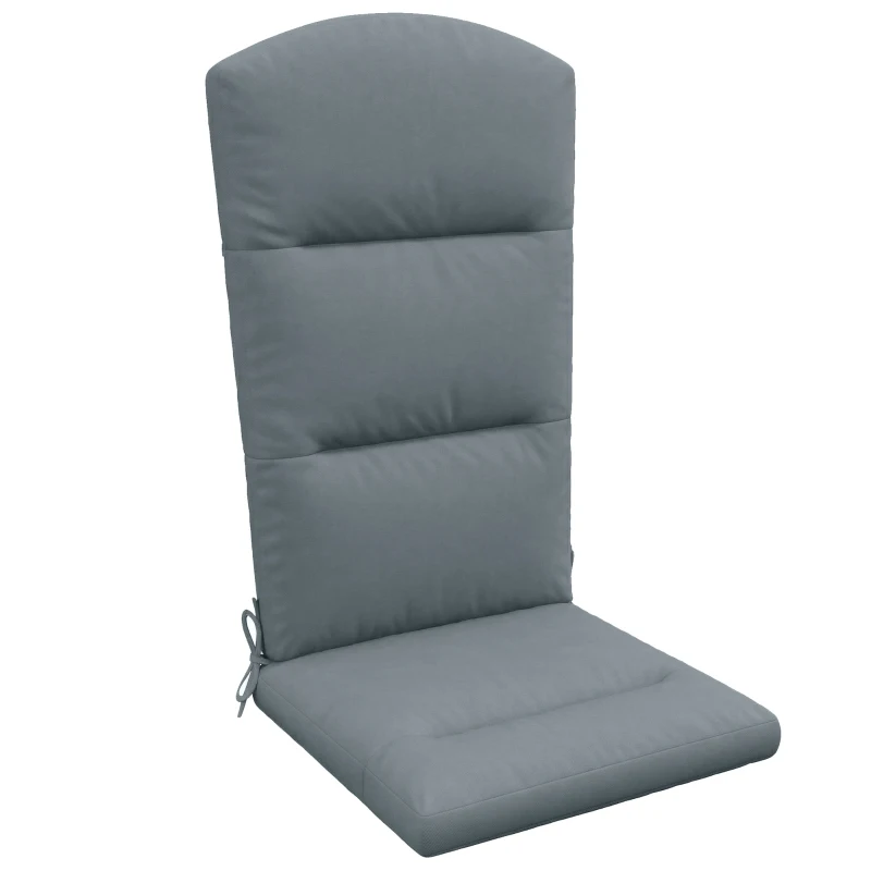 Outsunny Patio Chair Cushion for Adirondack Chairs Replacement Cushion with Back and Ties, Dark Grey