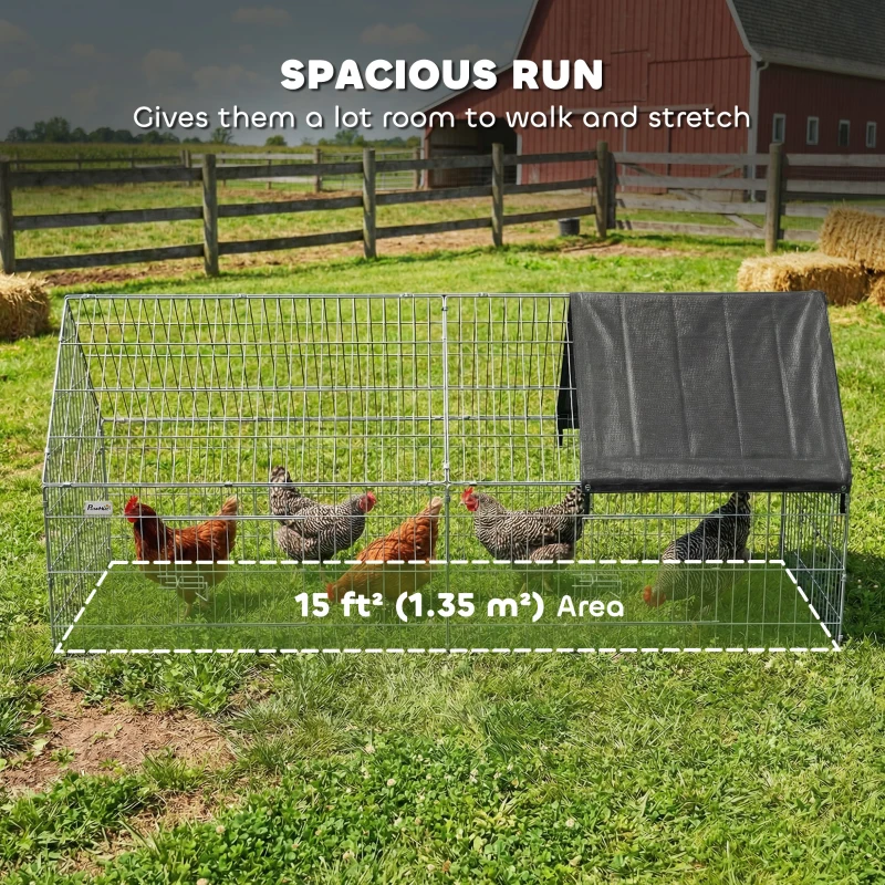 PawHut Metal Chicken Coop with UV-Resistant Cover for Hens, Rabbits, Ducks, Geese, 71" x 29.5" x 29.5", Black