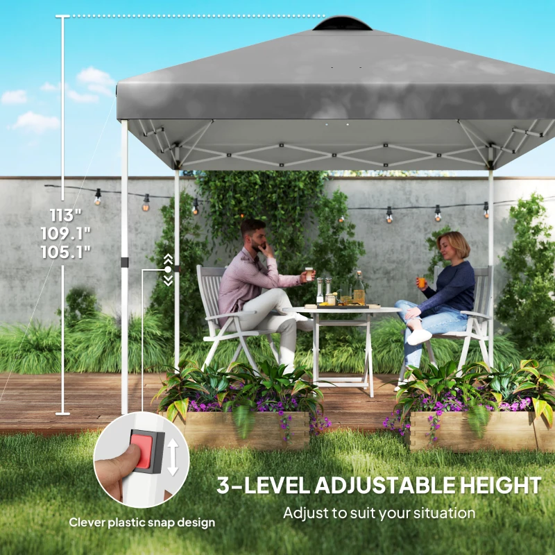 Outsunny 10' x 10' Pop Up Canopy Tent with 2 Half Sidewalls, UV50+ Instant Sun Shelter with Wheeled Carry Bag, Dark Gray