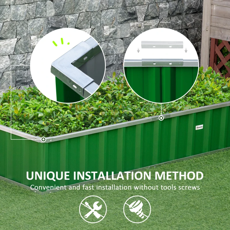 Outsunny 5.7' x 3' x 1' Raised Garden Bed, Galvanized Metal Planter Box for Vegetables Flowers Herbs, Green