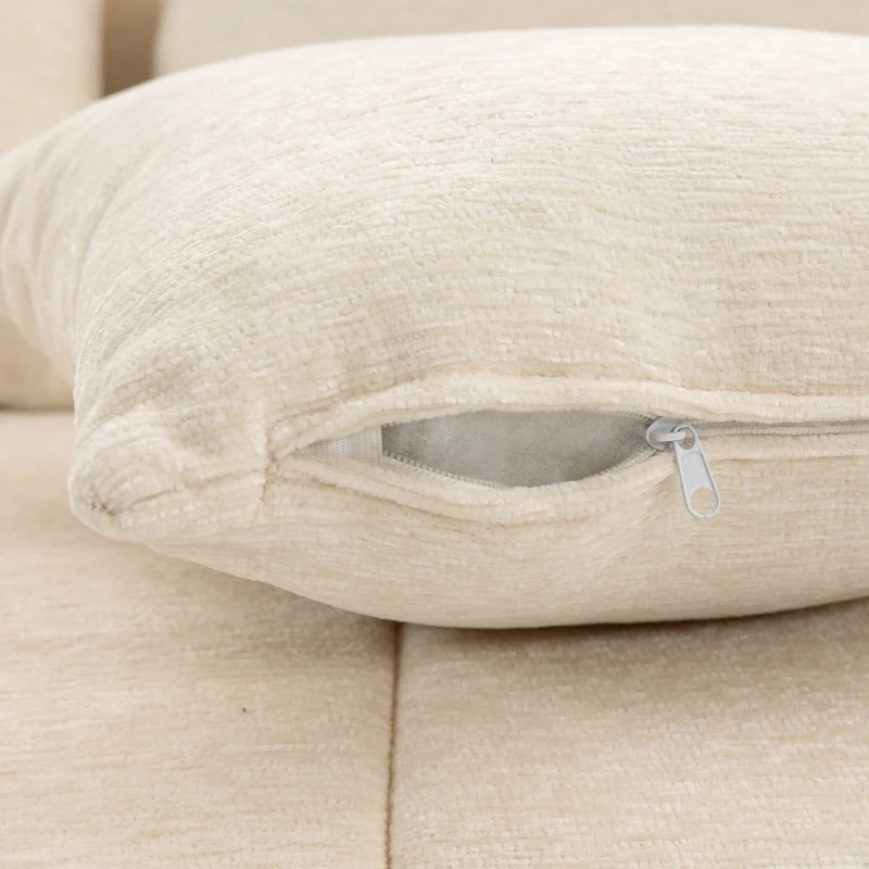 HOMCOM 3 Seater Sofa, Chenille Boneless Cloud Couch with Thick Spring Cushion, Wide and Deep Seat, Wide Armrests, Beige