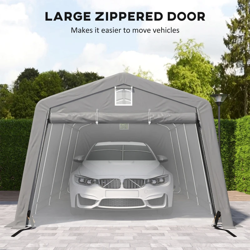 Outsunny 11' x 20' Portable Garage, Heavy Duty Carport Canopy with Ventilation Windows and Large Roll-up Door, Grey