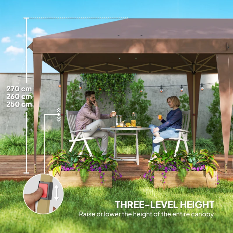Outsunny 10' x 19.2' Outdoor Gazebo Pop Up Canopy Party Tent with Carrying Bag, Coffee