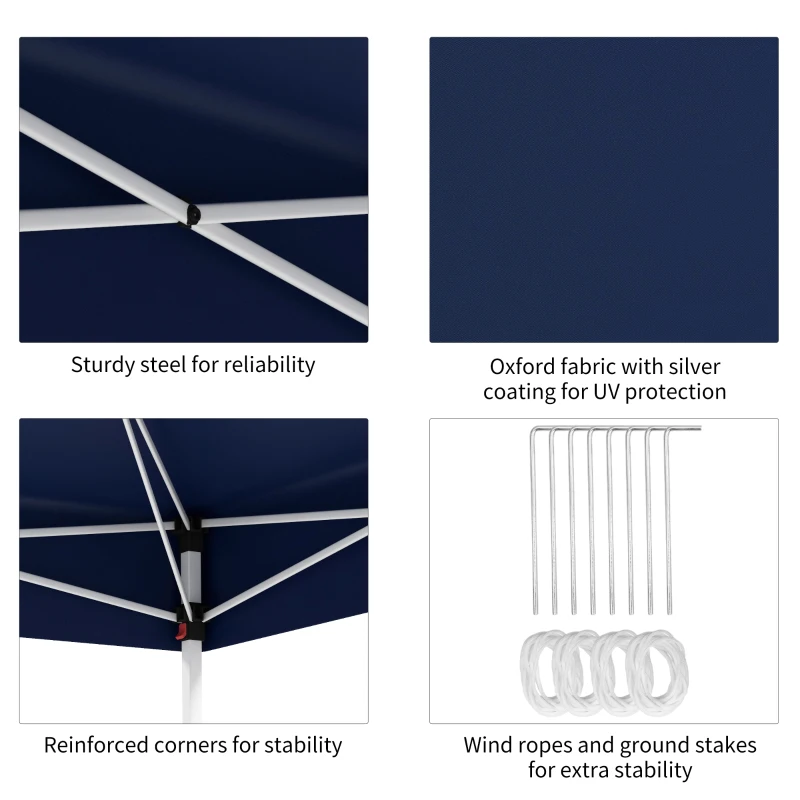 Outsunny 13' x 13' Pop Up Canopy Tent with Height Adjustable for Outdoor, Garden, Patio, Dark Blue