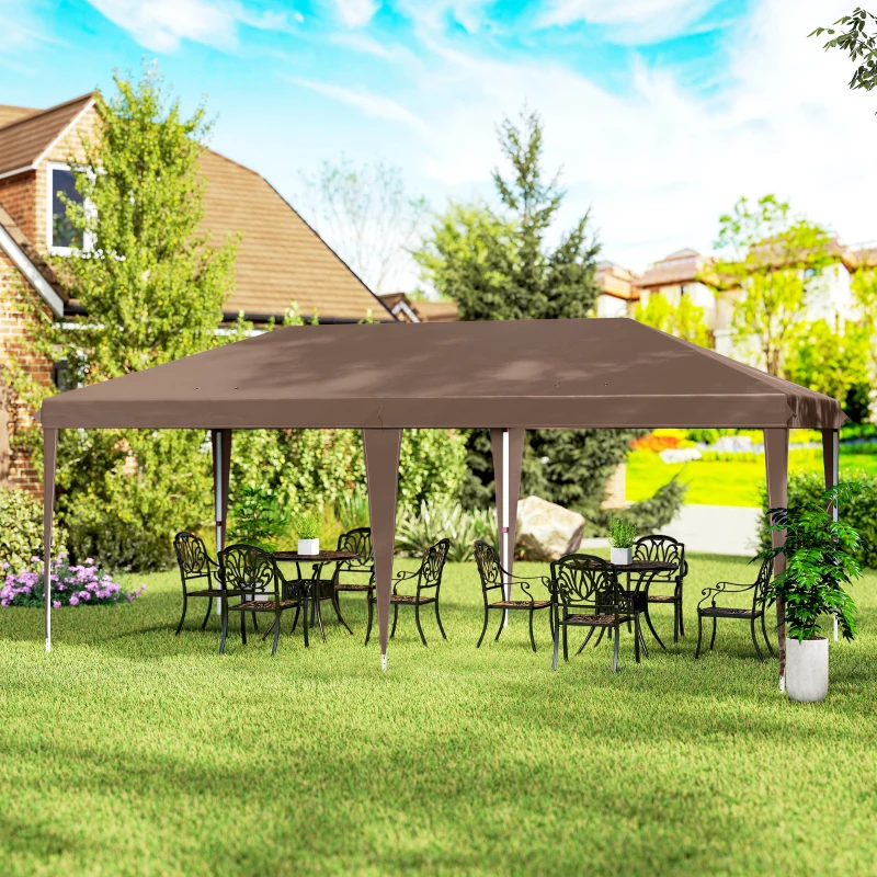 Outsunny 10' x 19.2' Outdoor Gazebo Pop Up Canopy Party Tent with Carrying Bag, Coffee