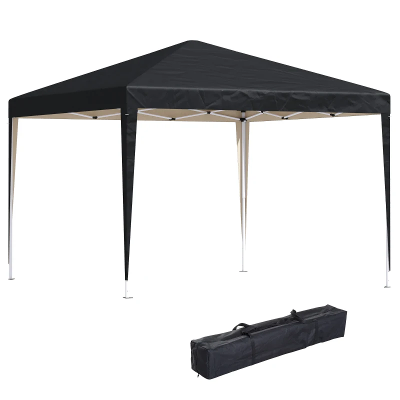 Outsunny 10 x 10ft Folding Pop Up Tent Outdoor Gazebo Canopy with Carrying Bag, Black