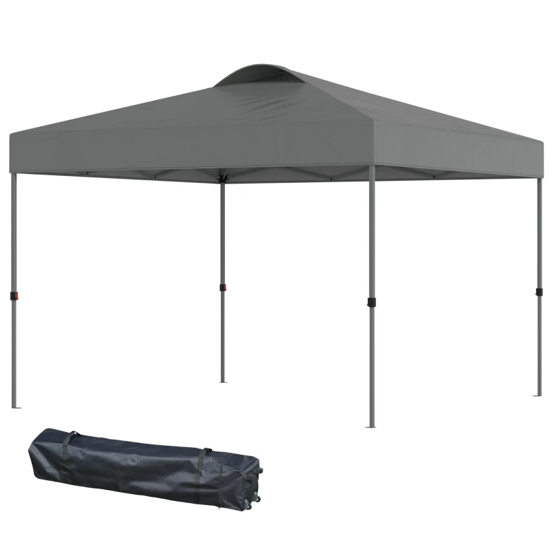 Outsunny 10' x 10' Pop Up Canopy Tent, Instant Sun Shelter with 3-Level Adjustable Height, Top Vents and Wheeled Carry Bag for Outdoor, Garden, Patio, Gray