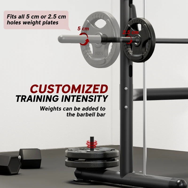Soozier Squat Rack with Pull Up Bar and Barbell Bar Adjustable Bench Press Multi-Function Weight Lifting Half Rack Black