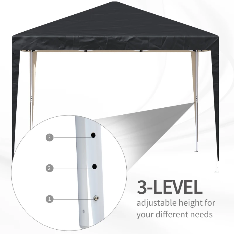 Outsunny 10 x 10ft Folding Pop Up Tent Outdoor Gazebo Canopy with Carrying Bag, Black