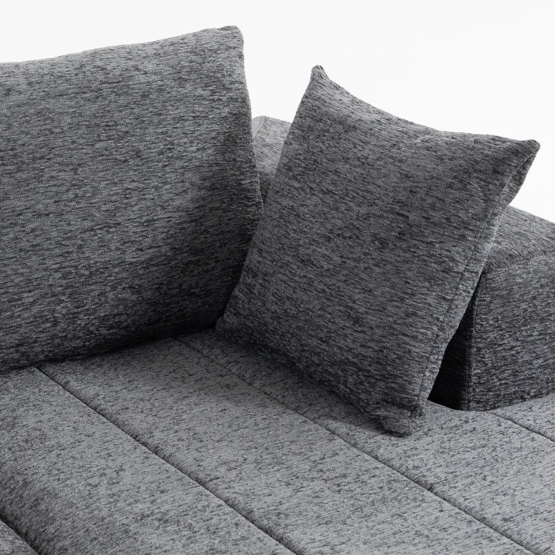 HOMCOM 3 Seater Sofa, Chenille Boneless Cloud Couch with Thick Spring Cushion, Wide and Deep Seat, Wide Armrests, Grey