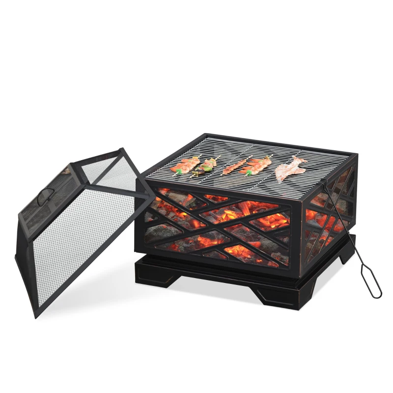 Outsunny 26" Outdoor Fire Pit, Square