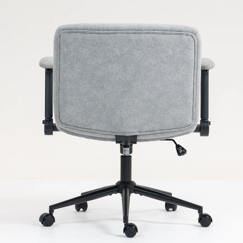HOMCOM Criss Cross Chair with Flip-up Armrests, Wheels, Wide Office Chair with Adjustable Height, Tilting, Grey