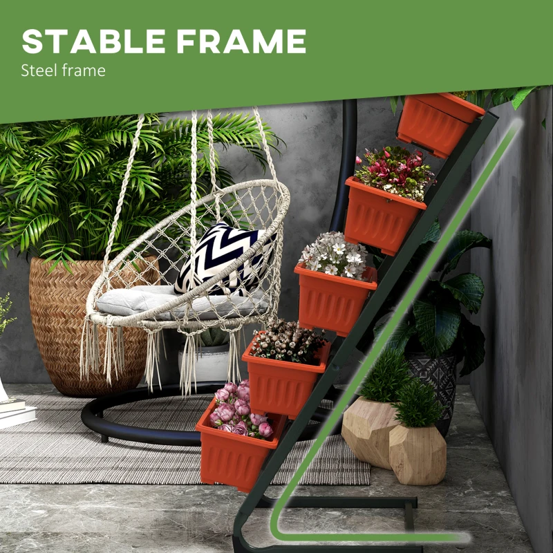 Outsunny 5-Tier Vertical Raised Garden Planter with 5 Container Boxes, Outdoor Plant Stand for Vegetable Flowers, Red