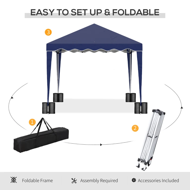 Outsunny 10' x 10' Pop Up Canopy Tent with Sand Bags, Instant Shelter with Adjustable Height and Carry Bag, Garden Outdoor Party Tent, Blue