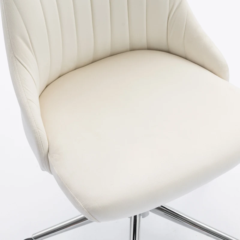 Vinsetto Vanity Chair for Makeup, Velvet Comfy Office Chair with Adjustable Height, Swivel Wheels for Bedroom, Living Room, Cream