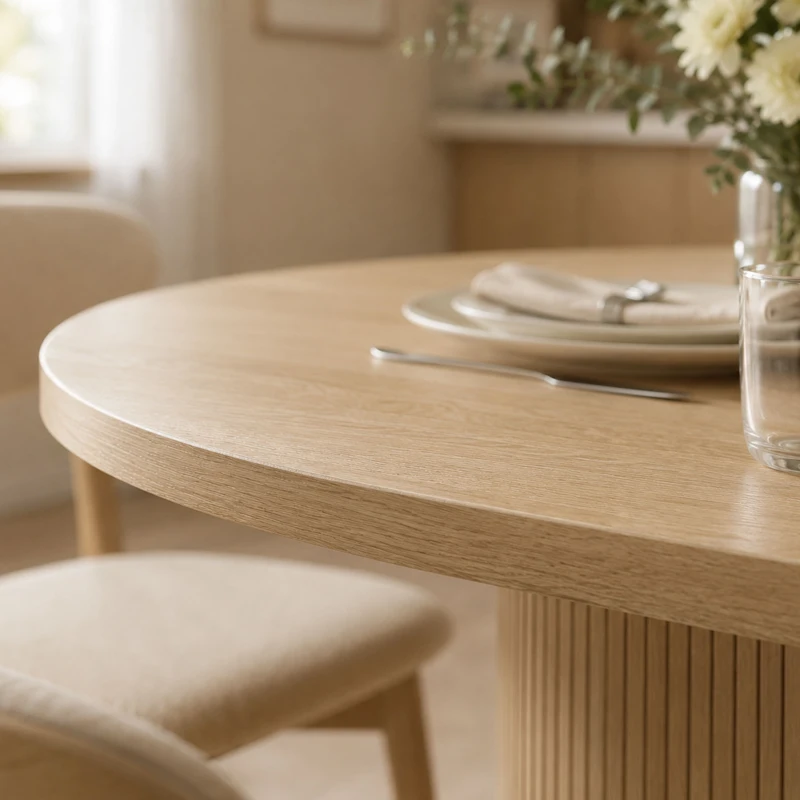 HOMCOM Dining Table Modern Farmhouse Kitchen Table Under-Table Cabinet Oak