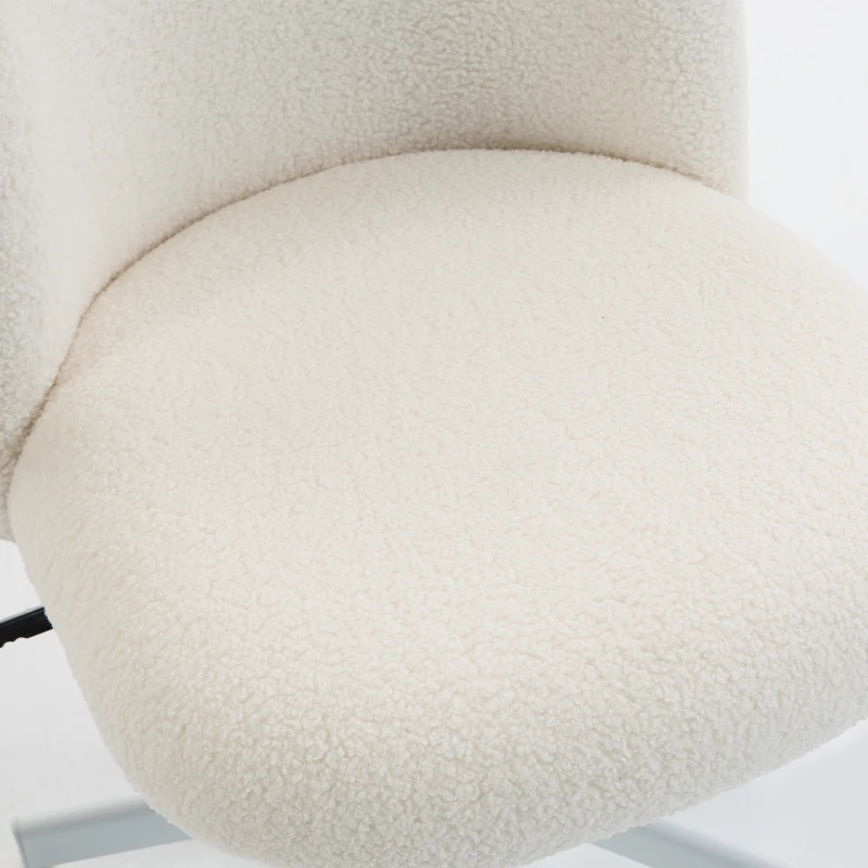 HOMCOM Office Chair, Swivel Tilt Desk Chair, Vanity Chair with Adjustable Height, Wheels for Home Office, Study, Cream White