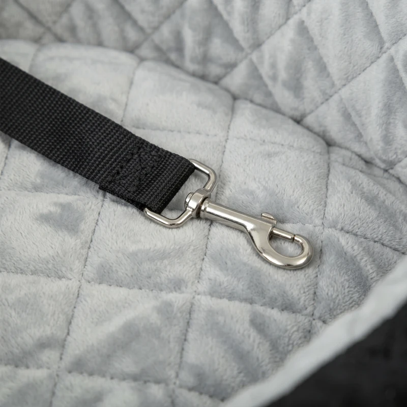 PawHut Dog Car Seat, Dog Booster Car Seat Washable with Adjustable Safety Leash, Storage Pockets for Small Under 10kg, Grey