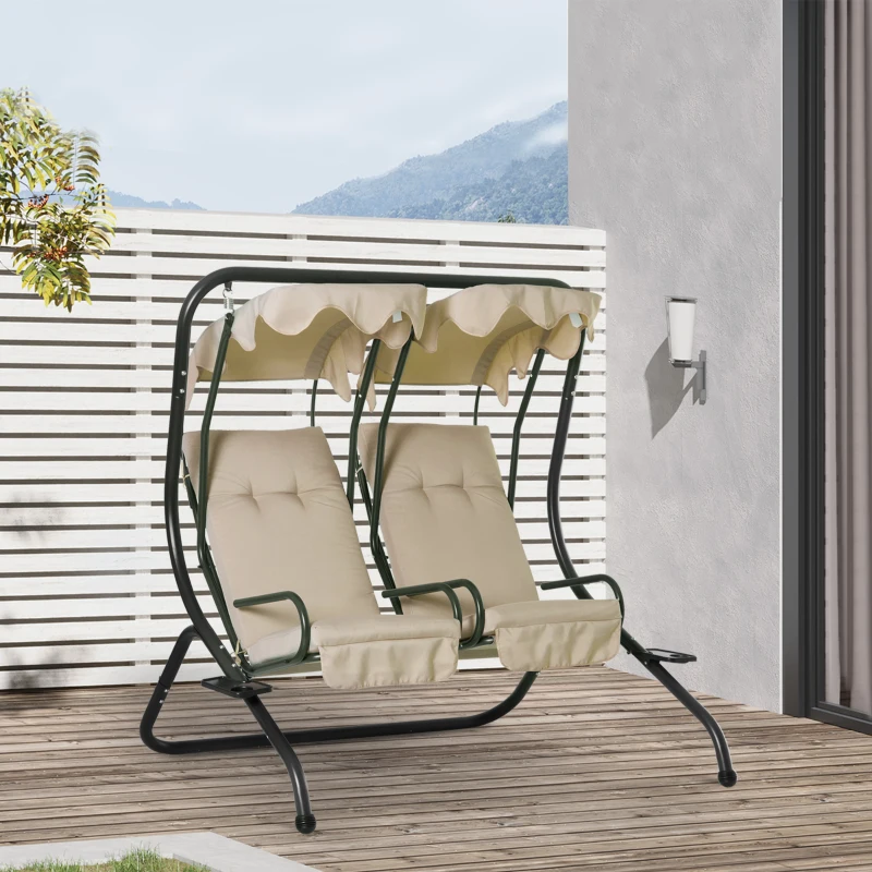 Outsunny 84A-052 Series 2-Seater Swing Canopy Replacement Top Cover, Beige
