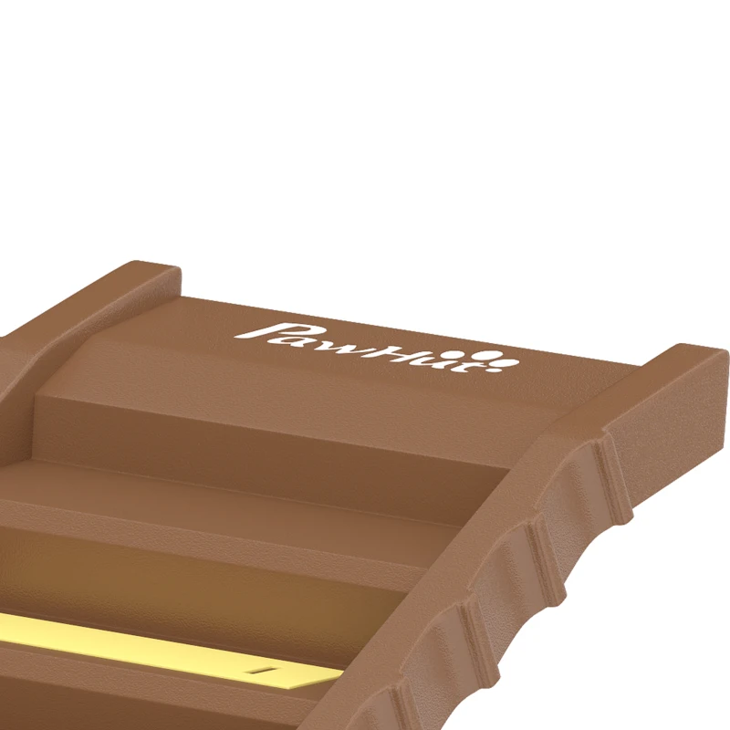 PawHut Foldable Dog Car Ramp, Dog Ramp with Anti-Slip Steps, Pet Stairs for Senior Pets to Access Cars and High Beds, Brown