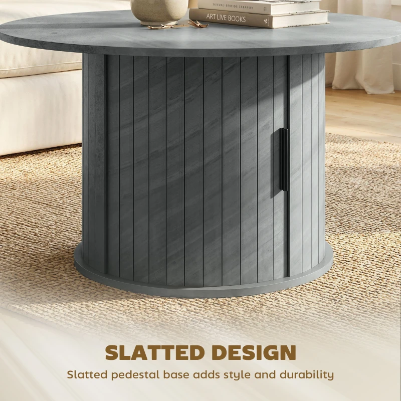 HOMCOM Round Coffee Table, 31.5" Center Table, Cement Grey