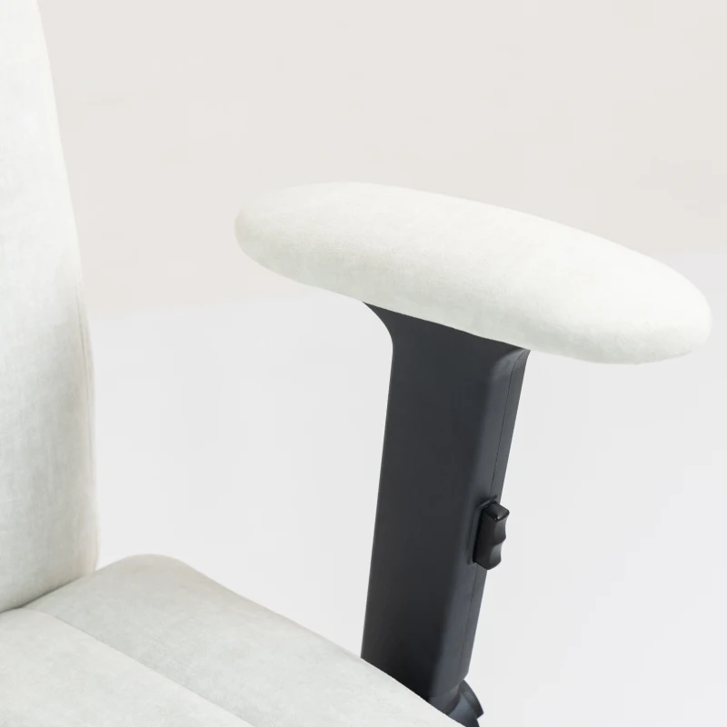 HOMCOM Criss Cross Chair with Flip-up Armrests, Wheels, Wide Office Chair with Adjustable Height, Tilting, Cream White